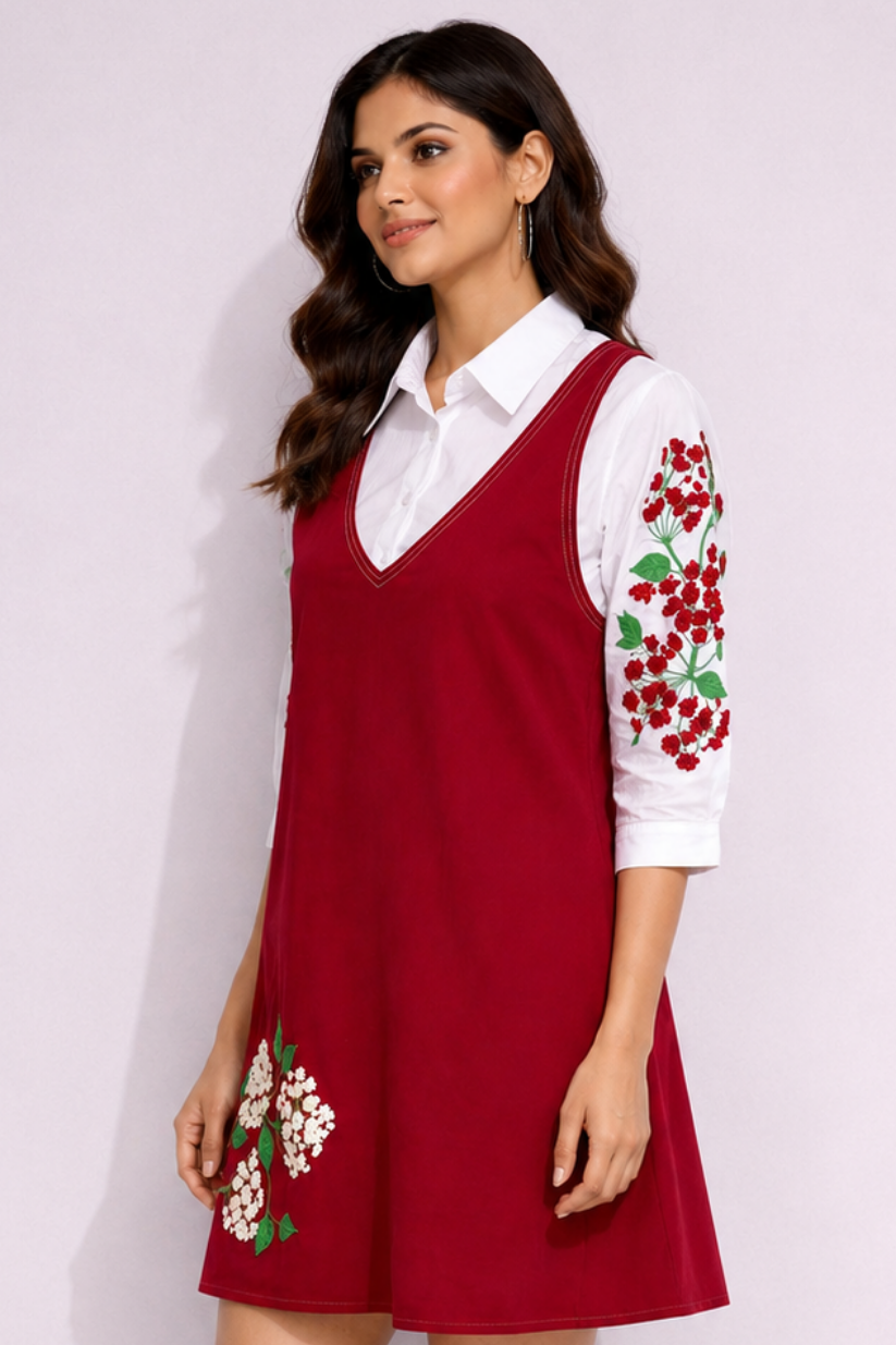 Maroon Double Layer Dress