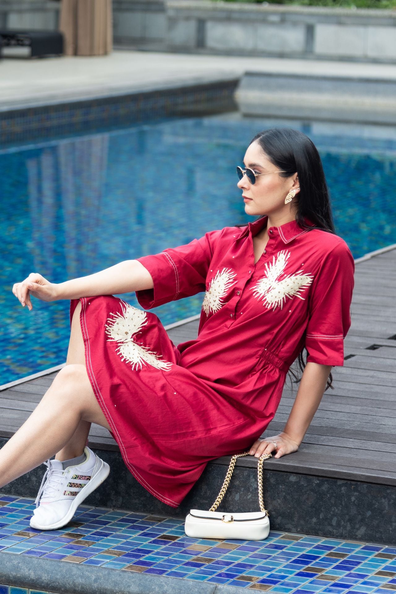 Maroon Butterfly Dress