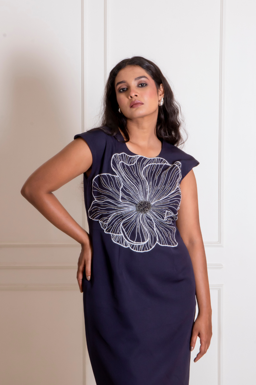 Blue Big Flower Dress