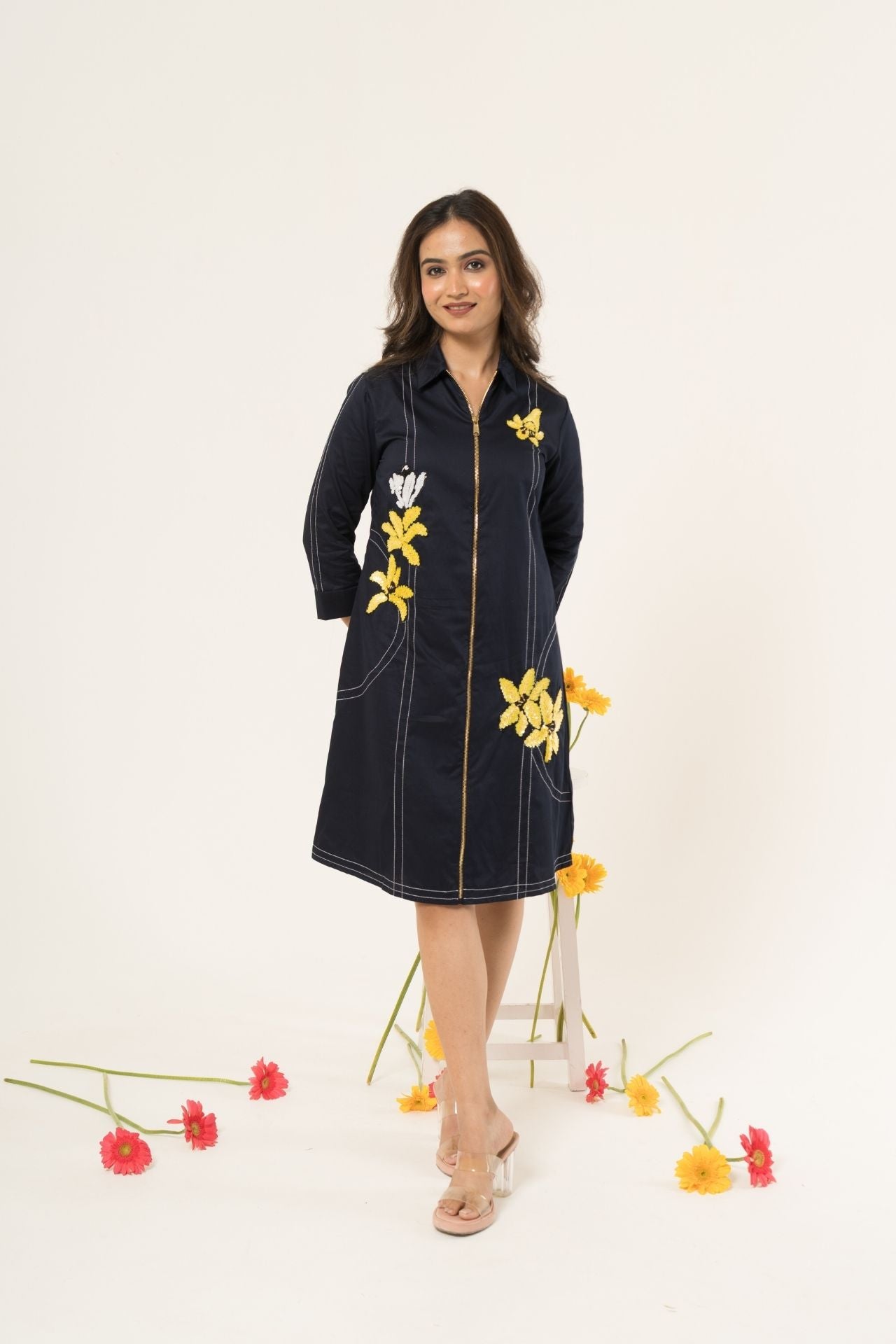 Blue Yellow Floral Dress