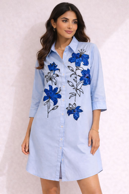 Blue Floral Tulip Dress