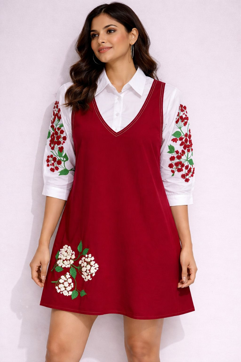 Maroon Double Layer Dress