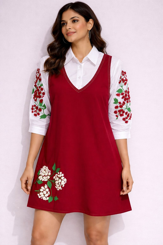 Maroon Double Layer Dress