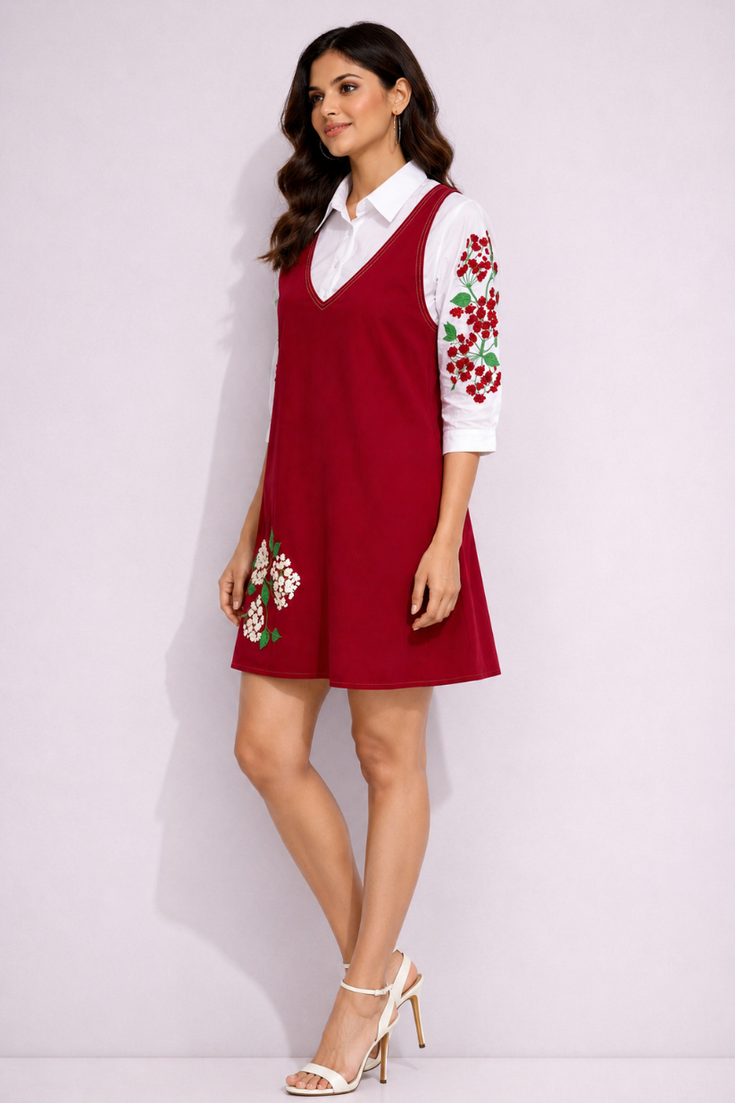 Maroon Double Layer Dress