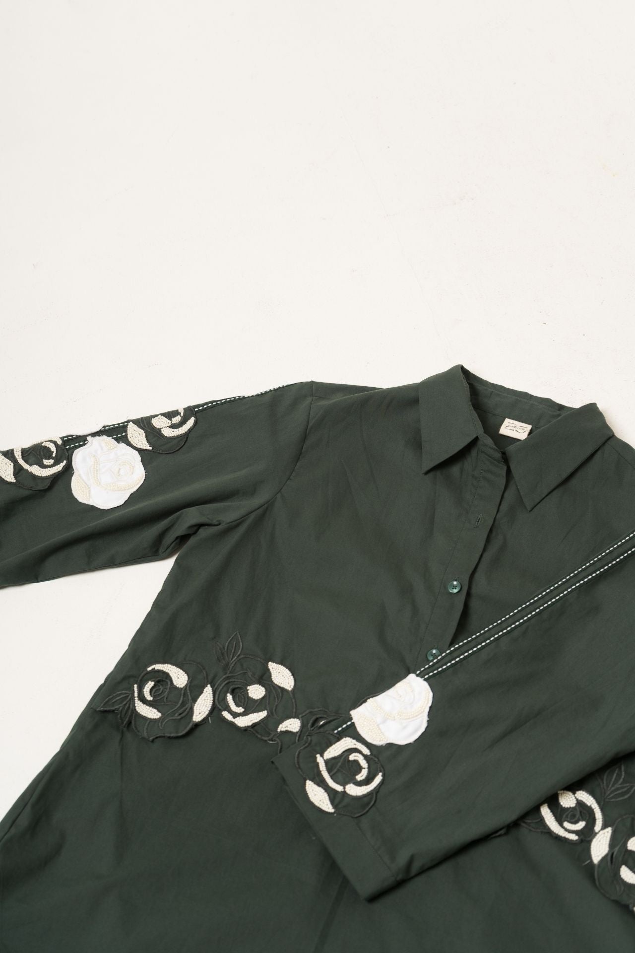 Green Rose Cutwork Shirt