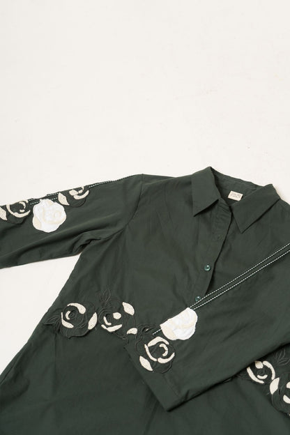 Green Rose Cutwork Shirt