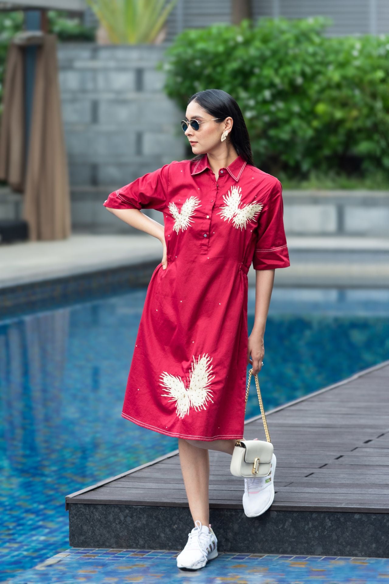 Maroon Butterfly Dress