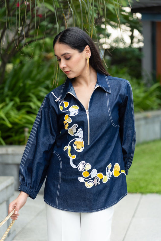 Denim Multi-Sequins Shirt