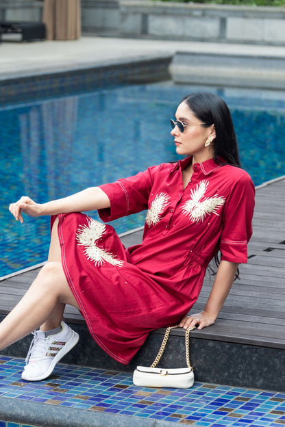 Maroon Butterfly Dress