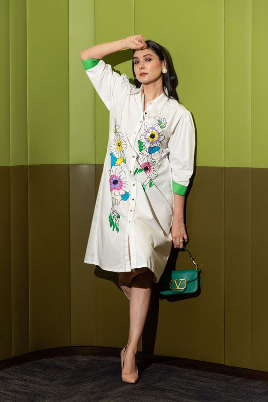 White Greencuff Dress