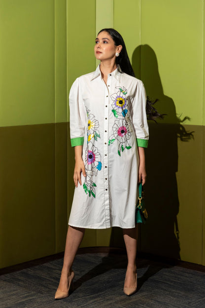 White Greencuff Dress