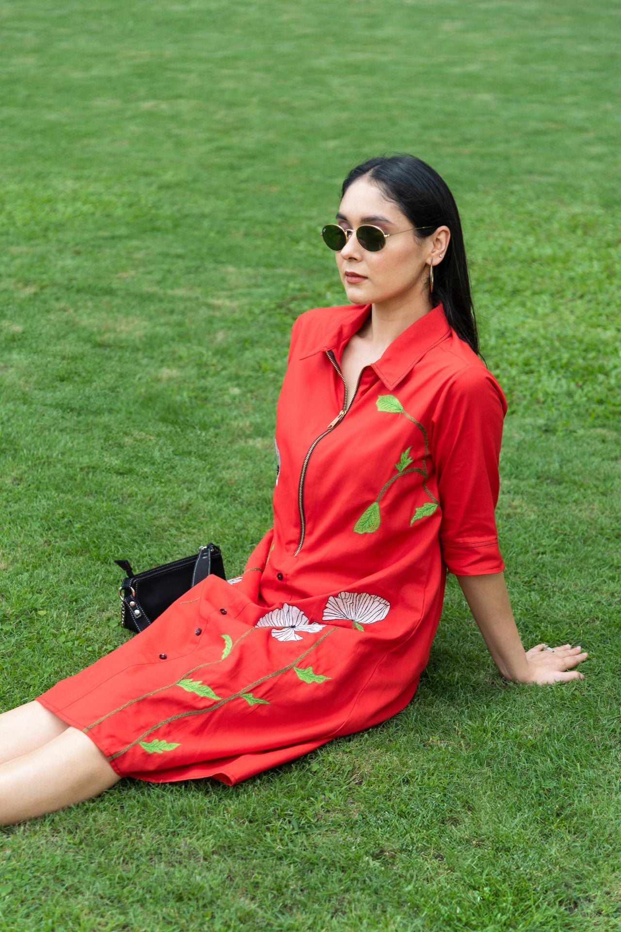 Red Long Flower Dress