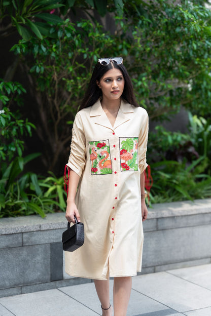 Beige Flamingo Dress