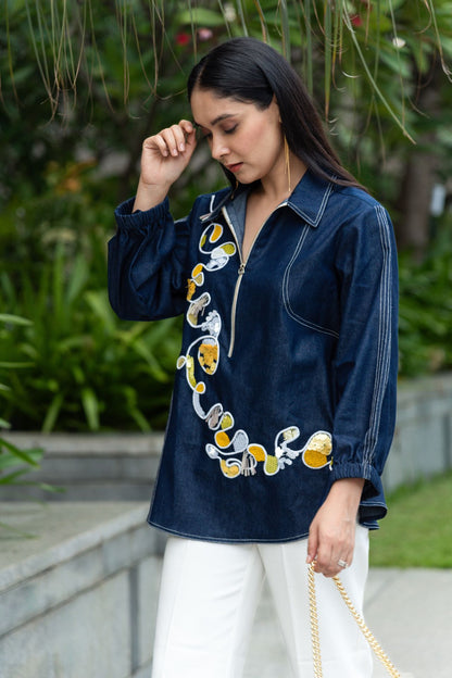 Denim Multi-Sequins Shirt