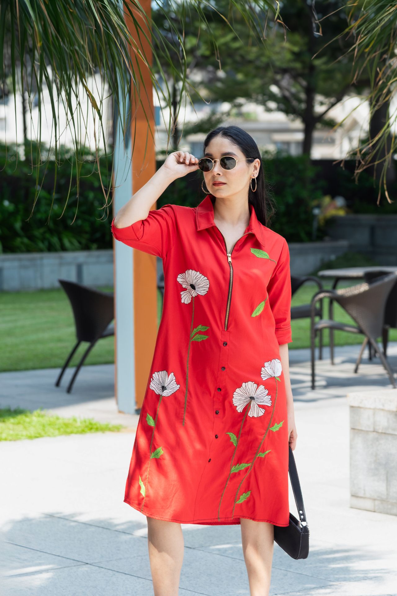 Red Long Flower Dress