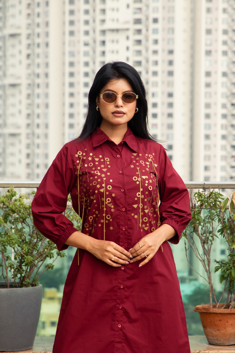 Maroon Golden Dress