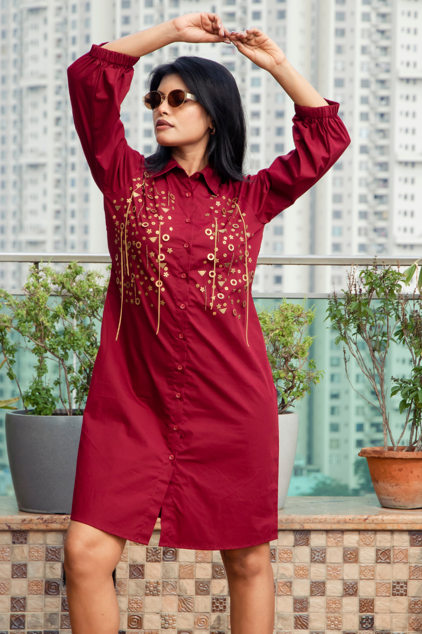 Maroon Golden Dress