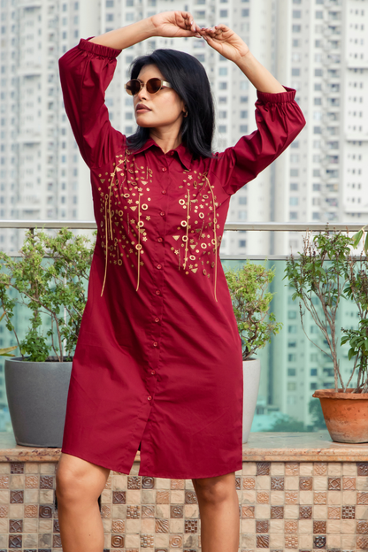 Maroon Golden Dress