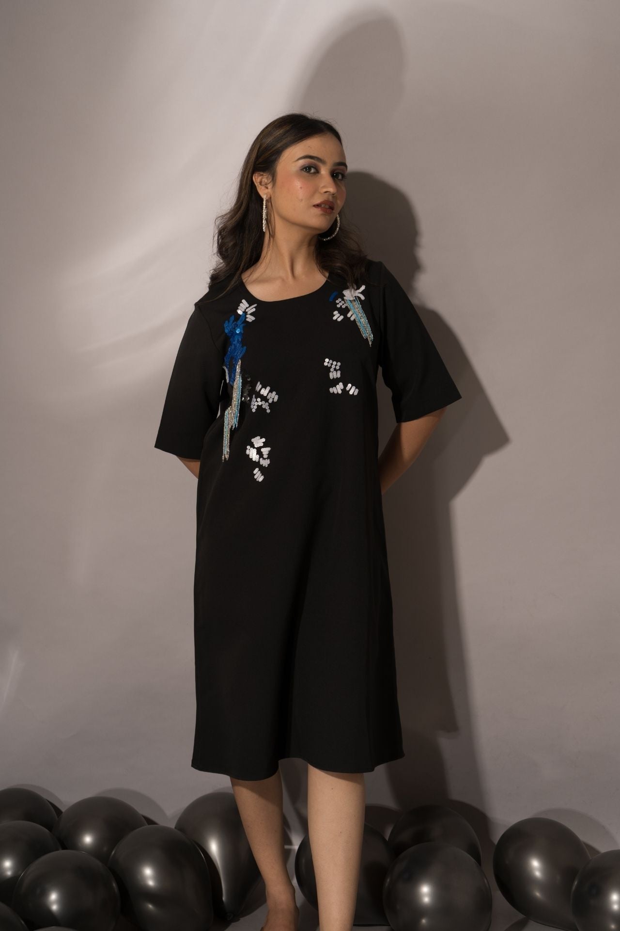 Black Beads Hangings Dress