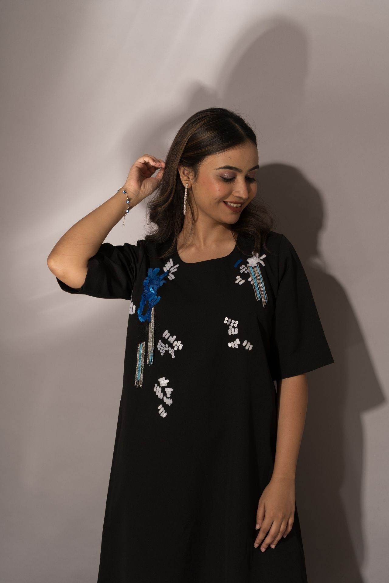 Black Beads Hangings Dress