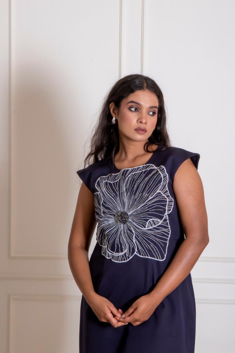 Blue Big Flower Dress