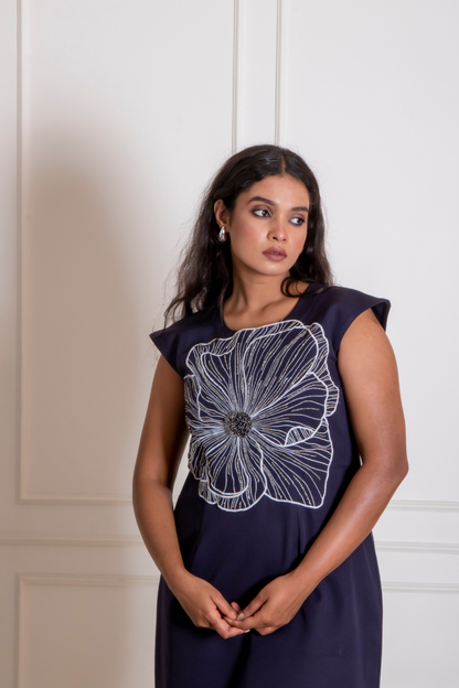 Blue Big Flower Dress