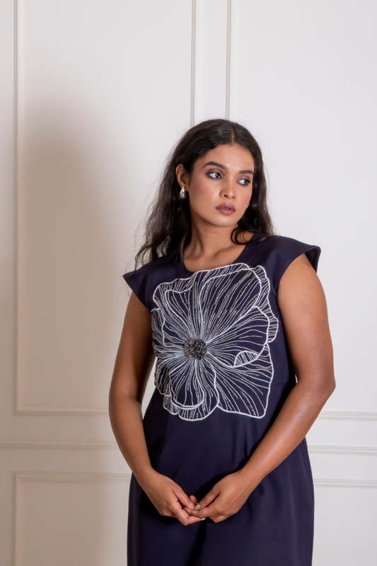 Blue Big Flower Dress