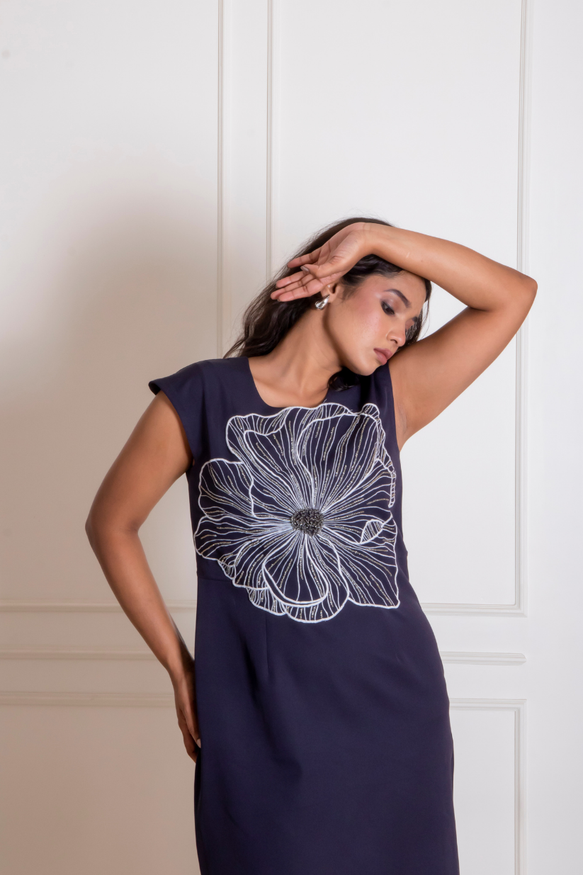 Blue Big Flower Dress