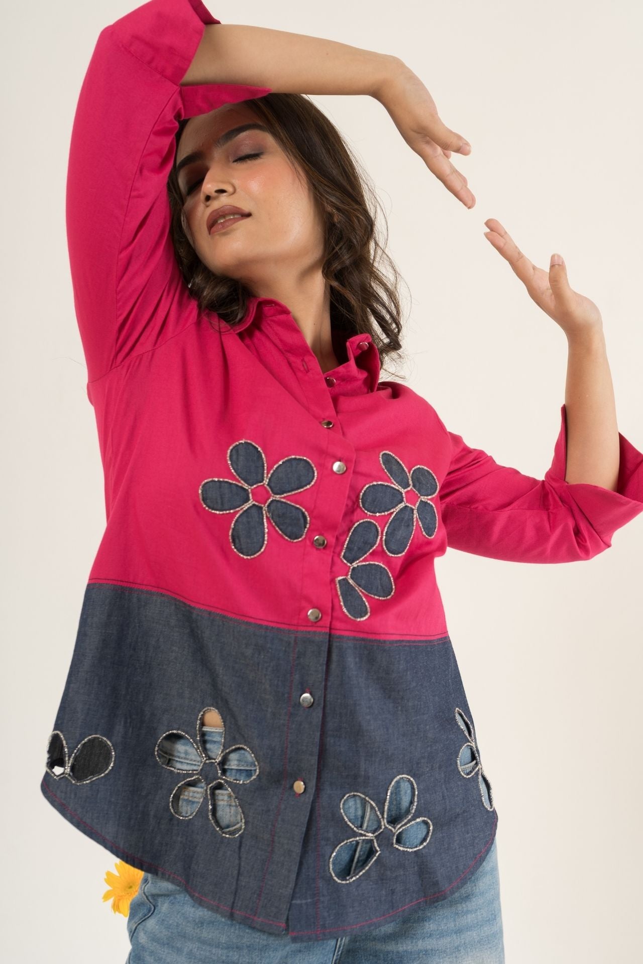 Pink & Denim Floral Shirt