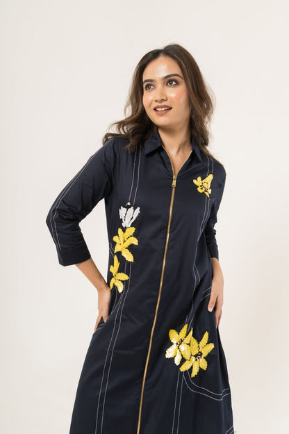 Blue Yellow Floral Dress