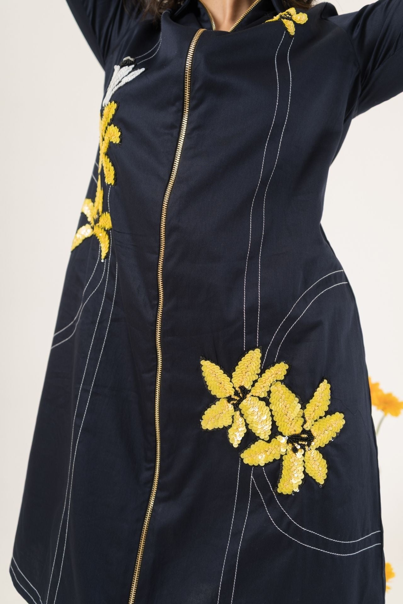 Blue Yellow Floral Dress