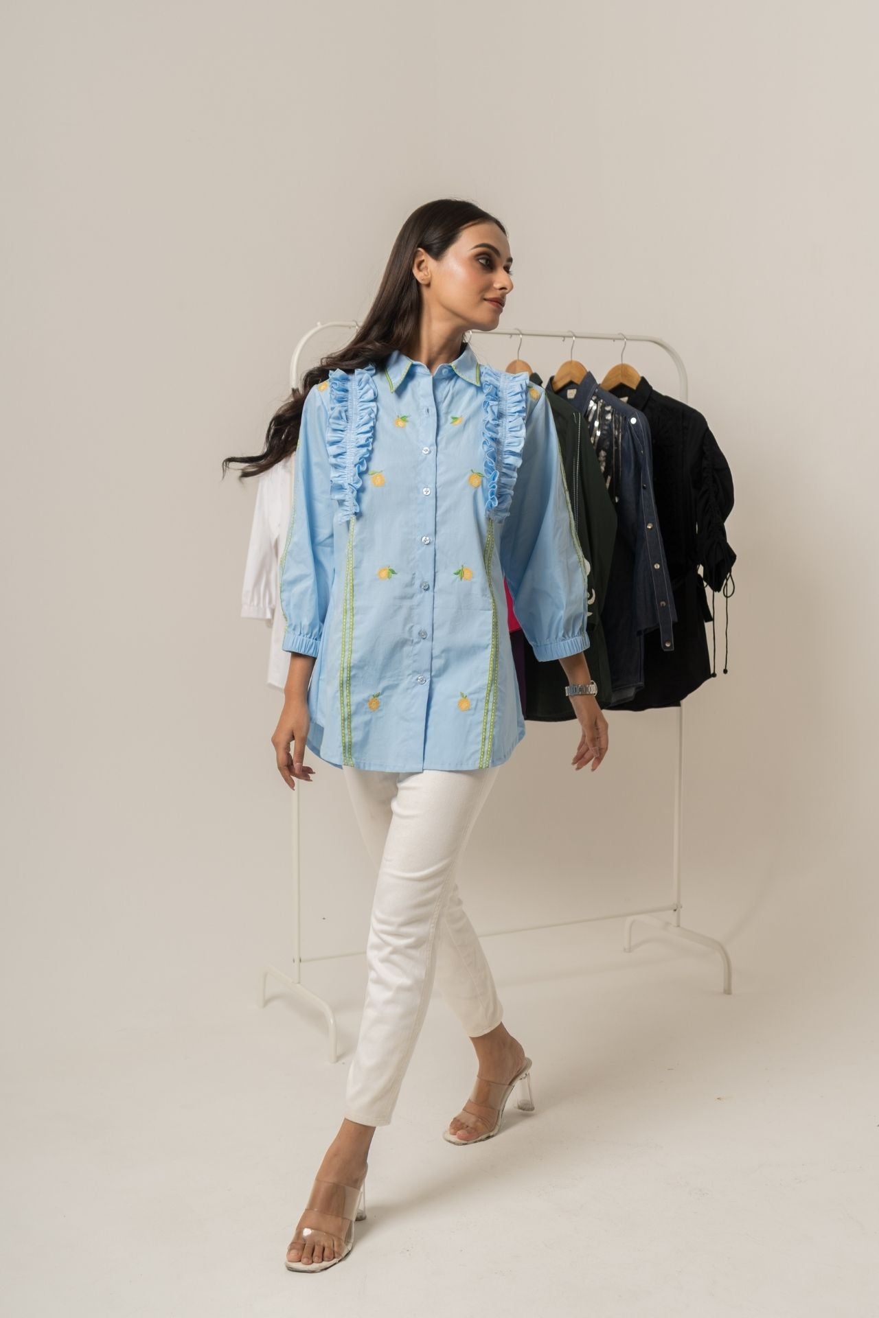 Blue Ruffles Lemon Shirt