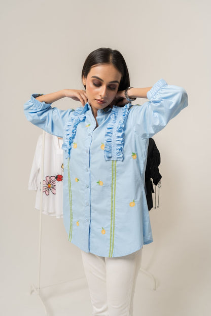 Blue Ruffles Lemon Shirt